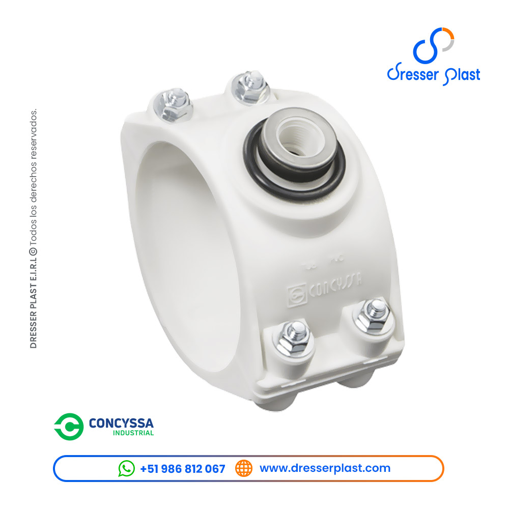 Abrazadera de dos cuerpos termoplástica C-PPR Concyssa