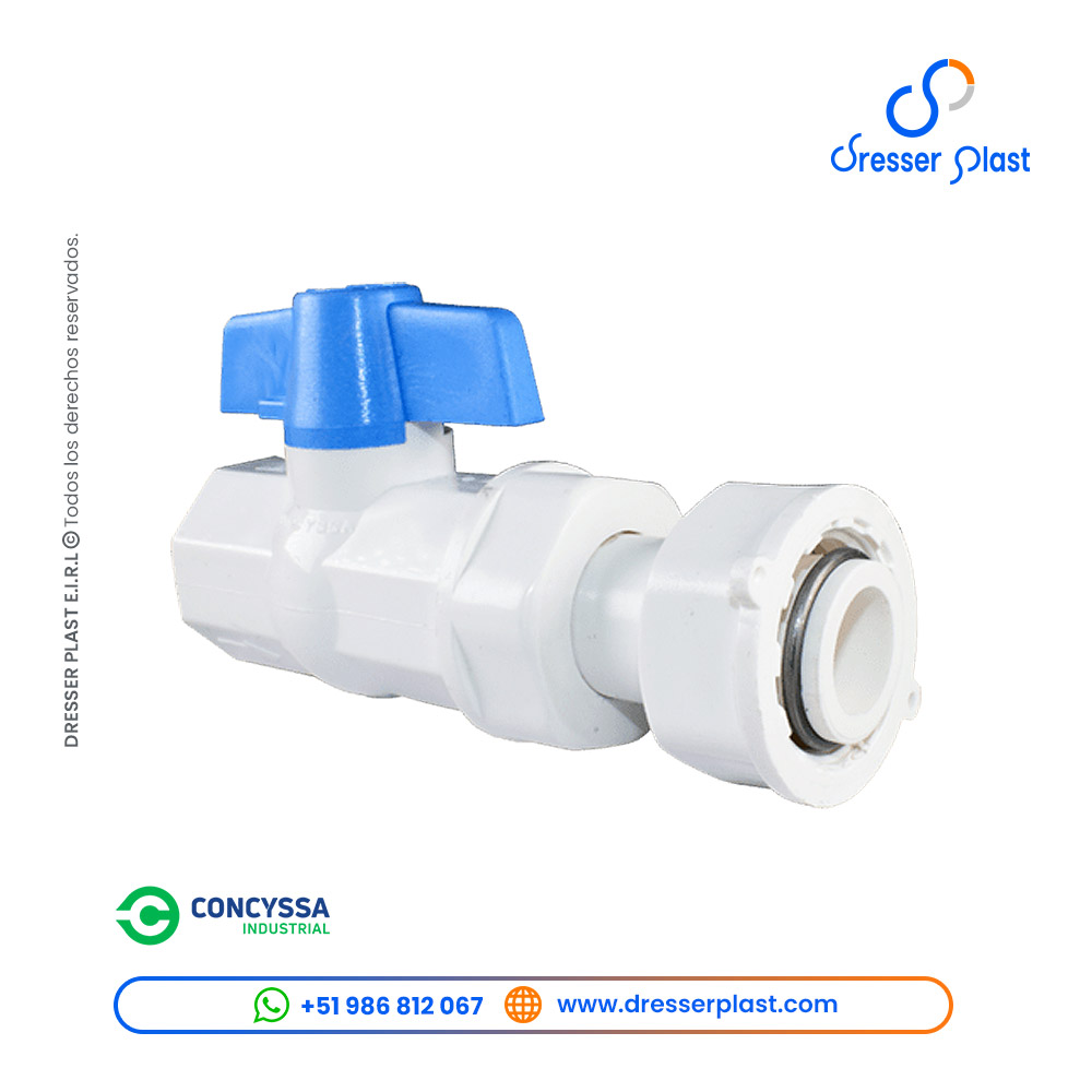 Válvula de paso termoplástica con niple telescópico Concyssa