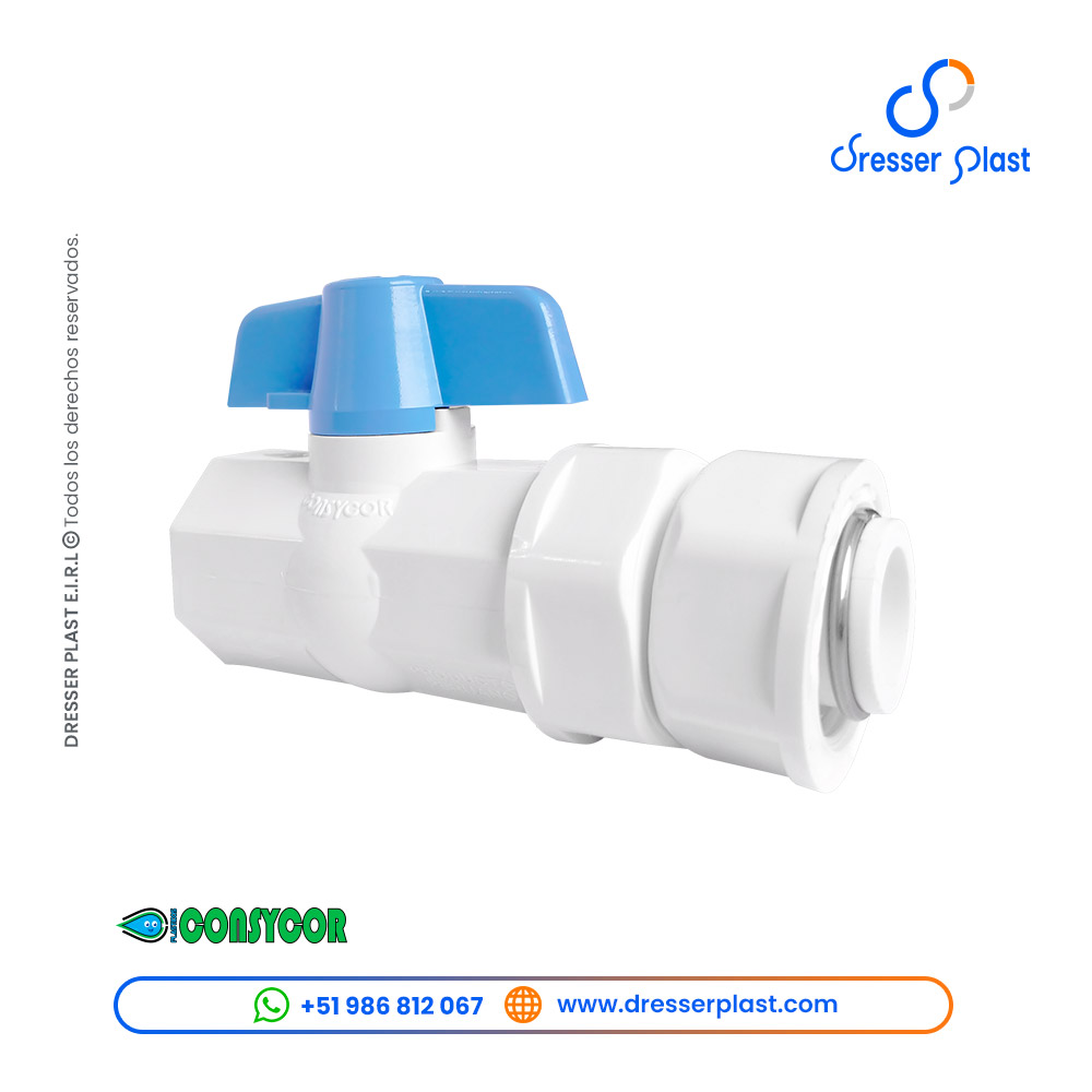 Válvula de paso termoplástica con niple telescópico Consycor